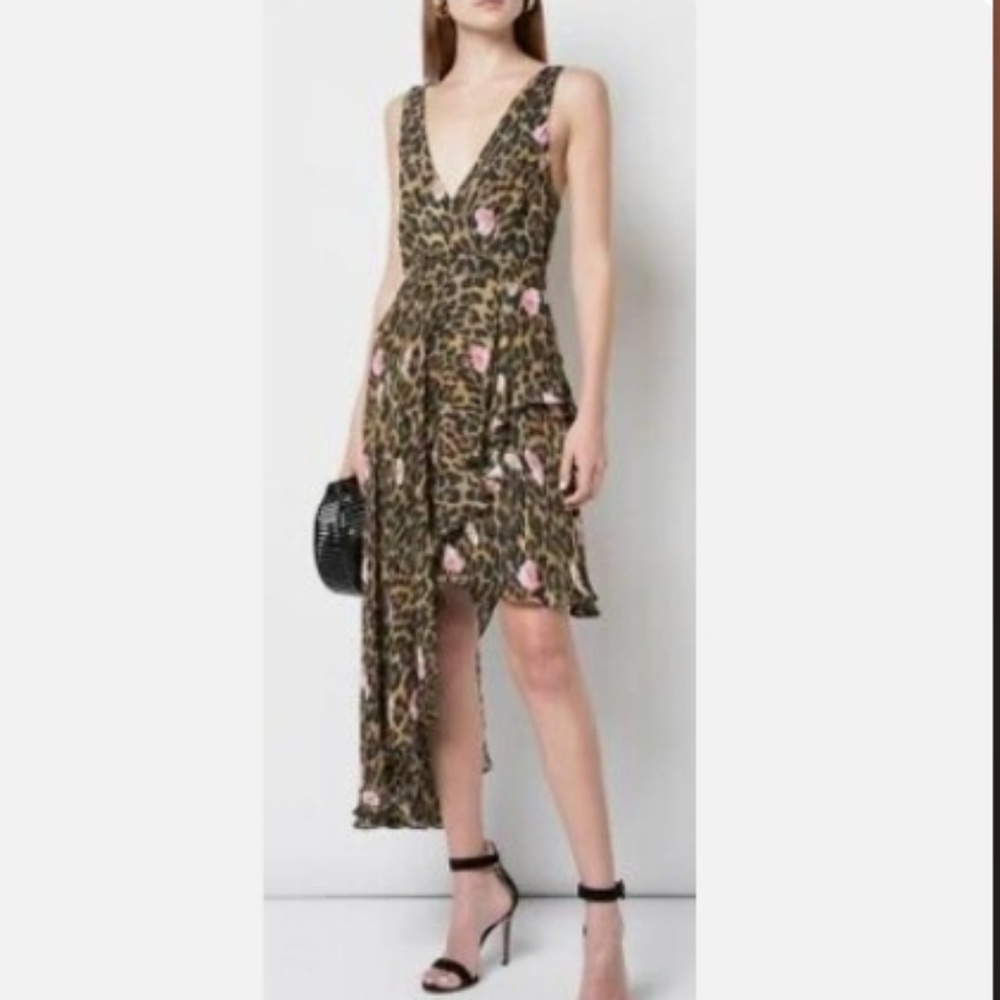 Nicole Miller Collection Animal Print Asymmetrical Dress  Size 8